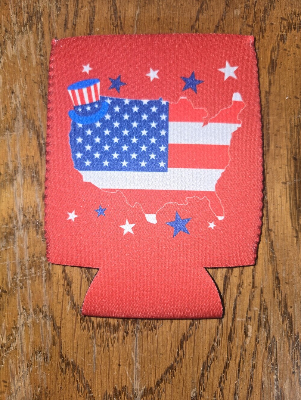 Patriotic Red Can Cooler Koozie - American Flag Design